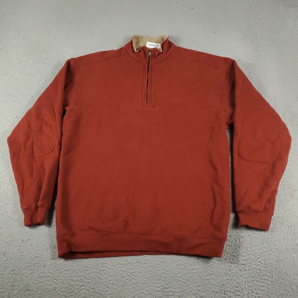 Columbia Sweater Mens Size Medium Red/Orange 1/4 Zip Up Pullover Sweatshirt
